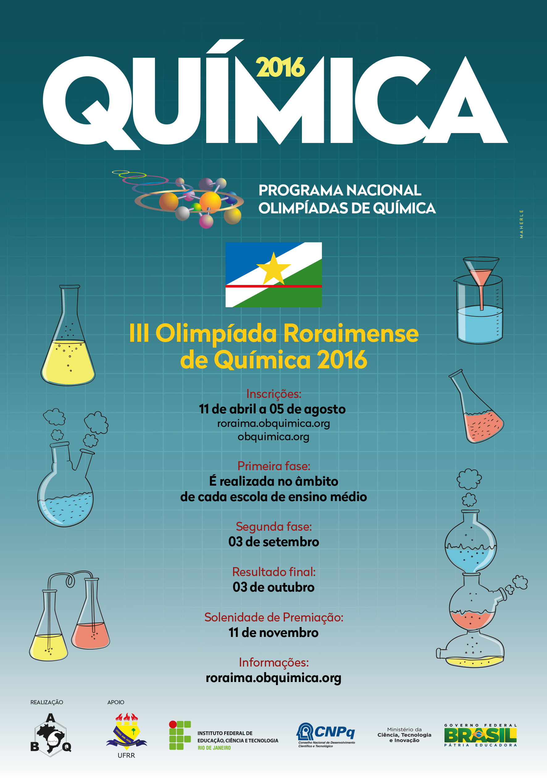 Inscrições Abertas para a III Olimpíada Roraimense de Química, 2016