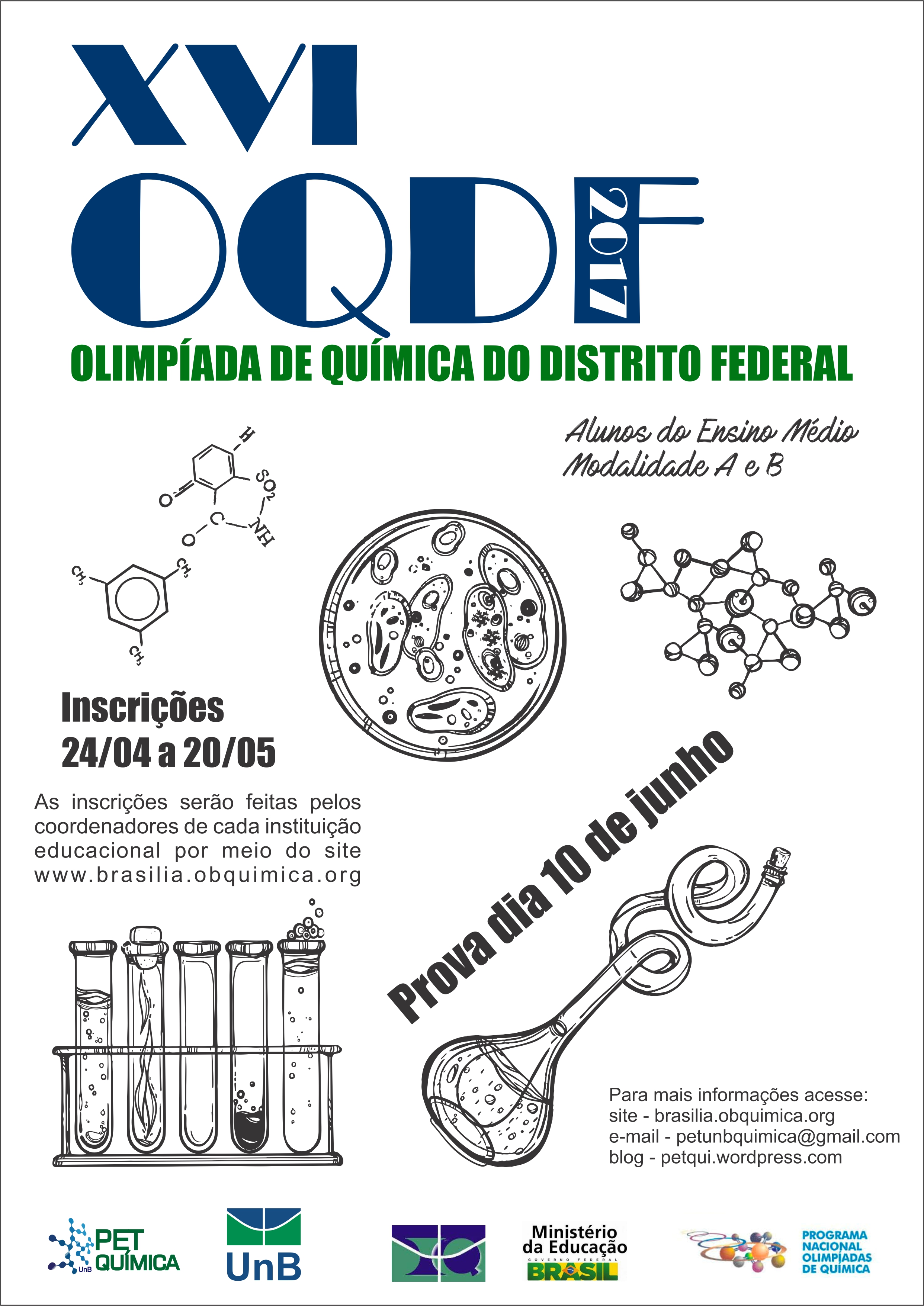 Inscrições para a XVI Olimpíada de Química do Distrito Federal