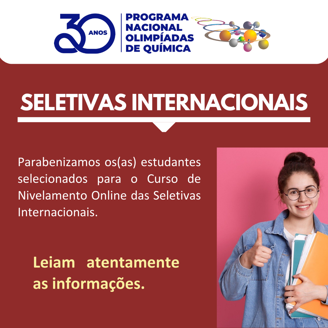 Curso de nivelamento on-line e lista dos classificados para as Seletivas Internacionais 2025 - PNOQ
