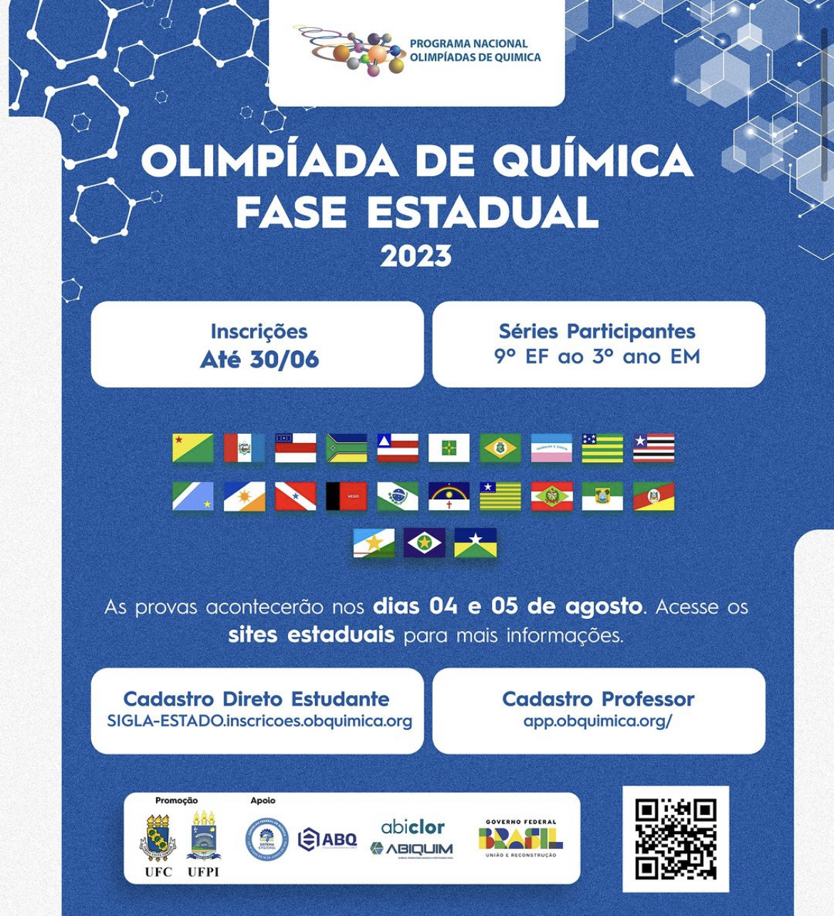 Olimpíada Tocantinense de Química com INSCRIÇÕES PRORROGADAS!