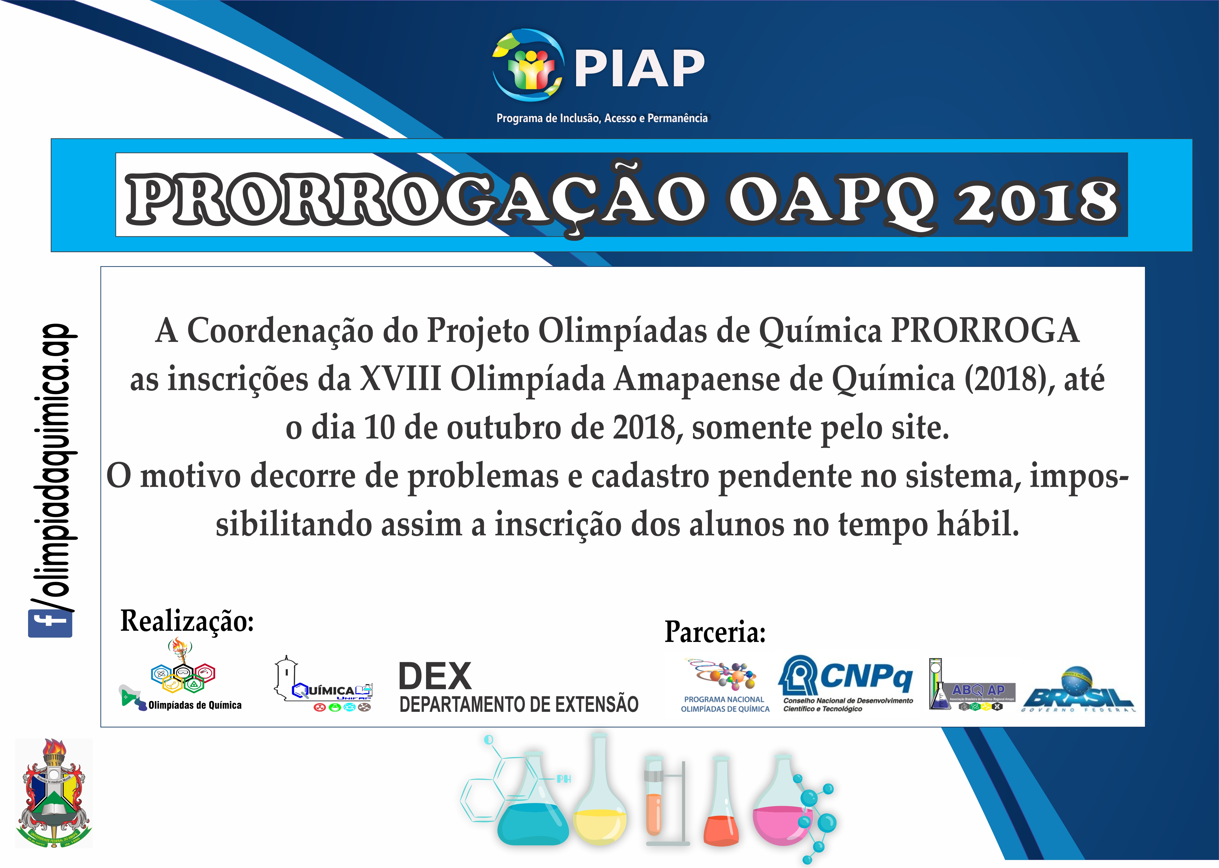 PRORROGAÇÃO - INSCRIÇÃO OAPQ 2018
