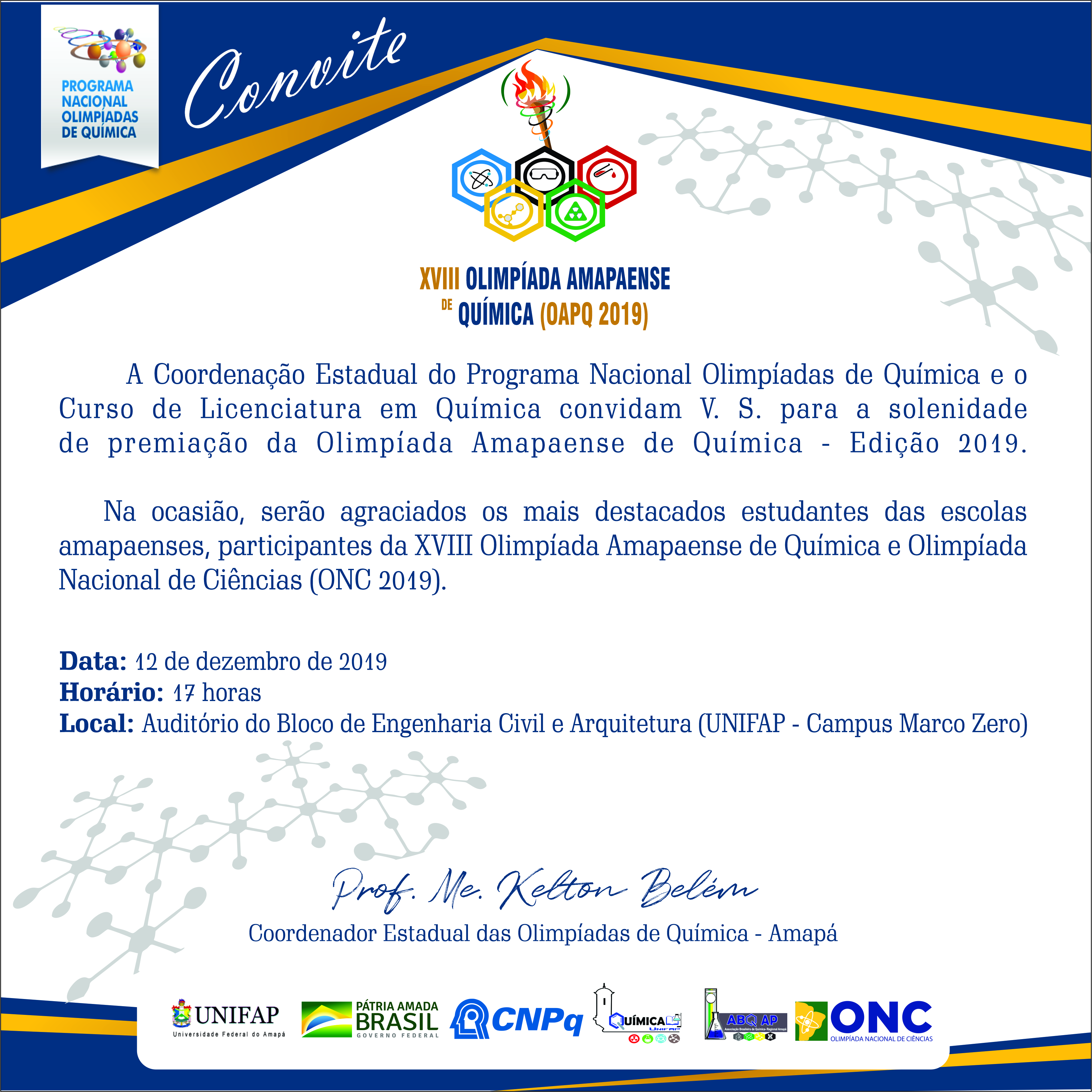 CONVITE PARA A SOLENIDADE DE ENTREGA DE MEDALHAS OAPQ 2019