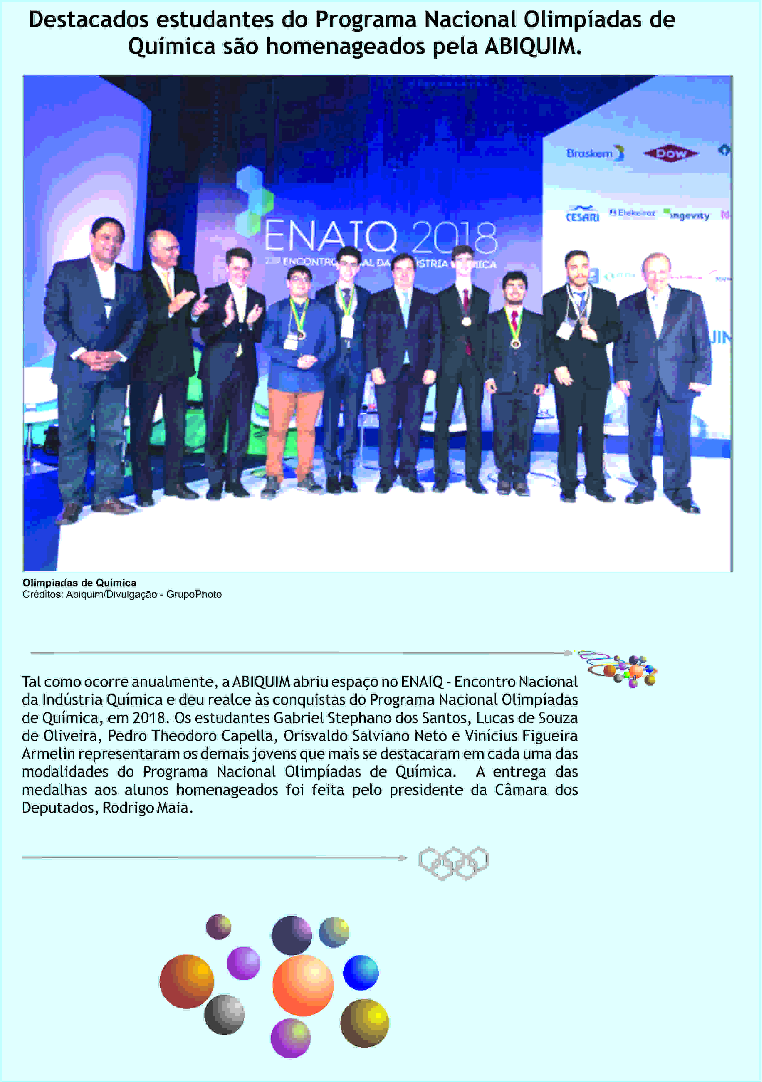 Participantes da OBQ são homenageados