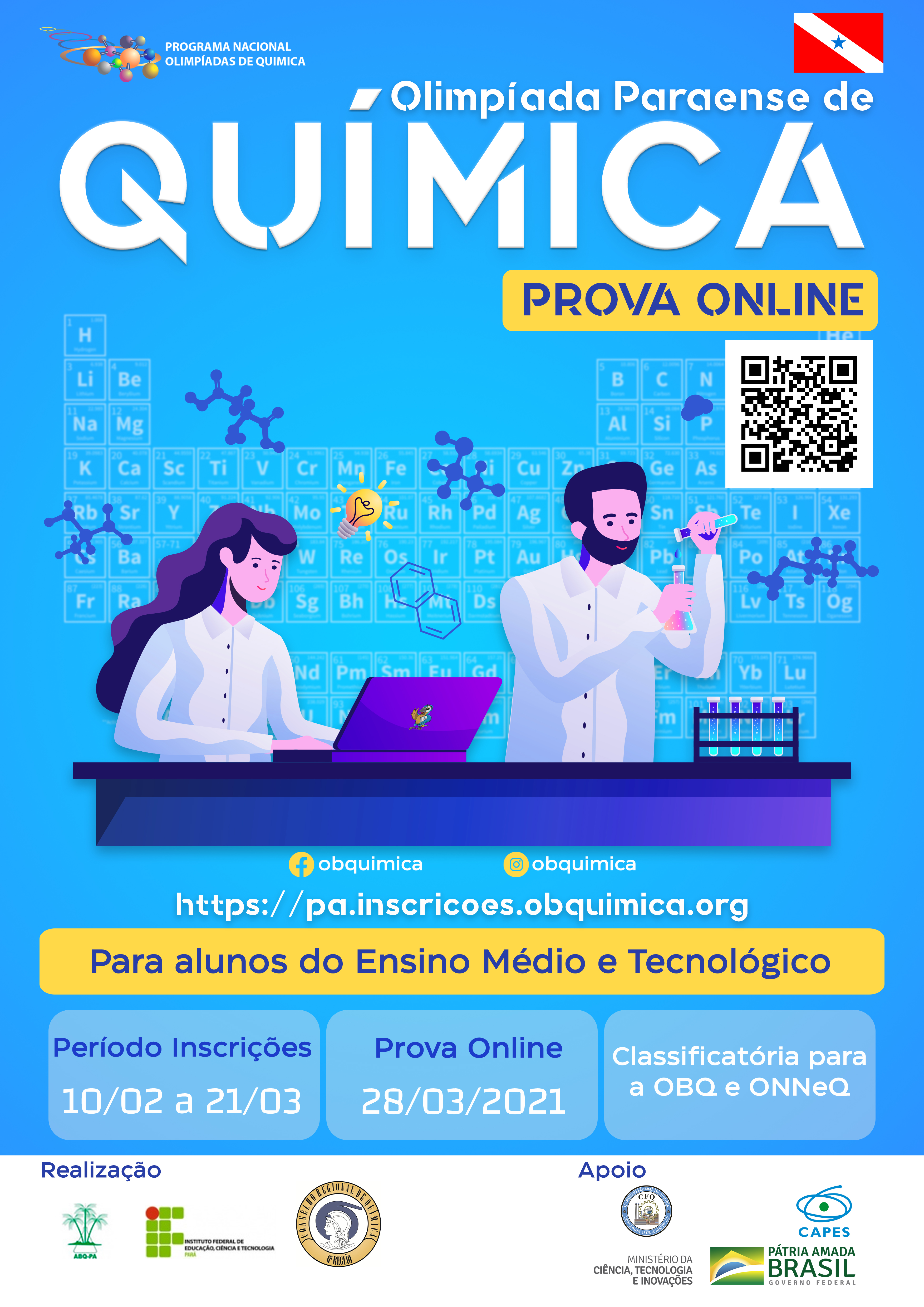 Inscrições para Olimpíada Paraense de Química